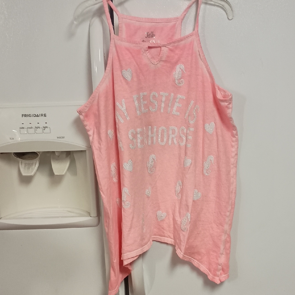 Justice Pink My Bestie is a Sea Horse Tank Top  GUC Girl`s Plus Size 18